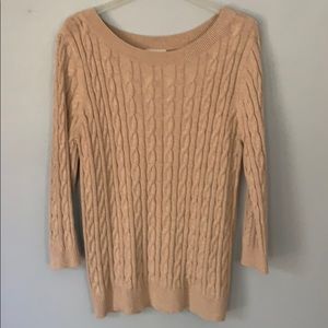 Loft Cable Knit, Scoop Neck, Long Sleeve Sweater